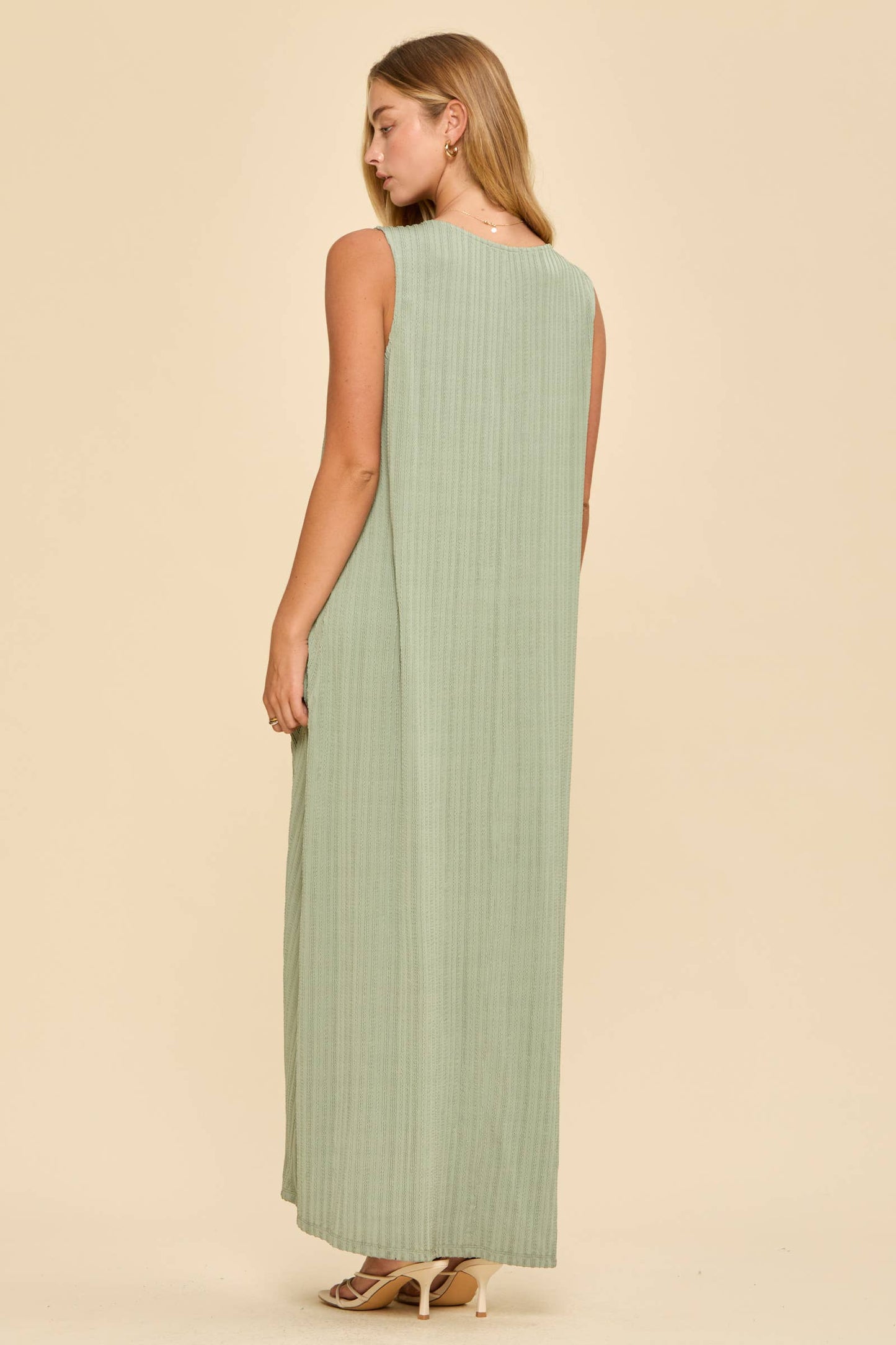 Textured V-Neck Maxi Dress
