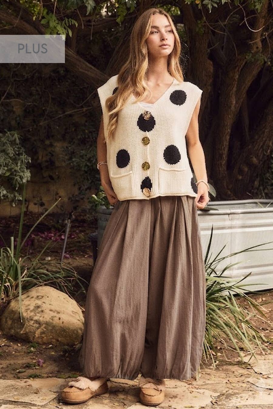 Washed Balloon Cotton Pants Curvy