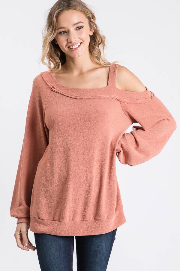 Uneven Hacci asymmetrical knit top-LT8256
