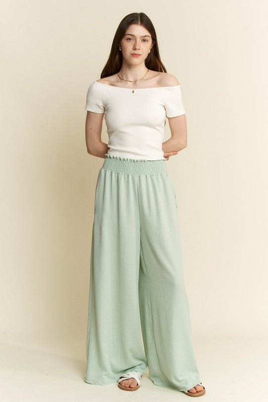 Solid Smocked Pants Curvy