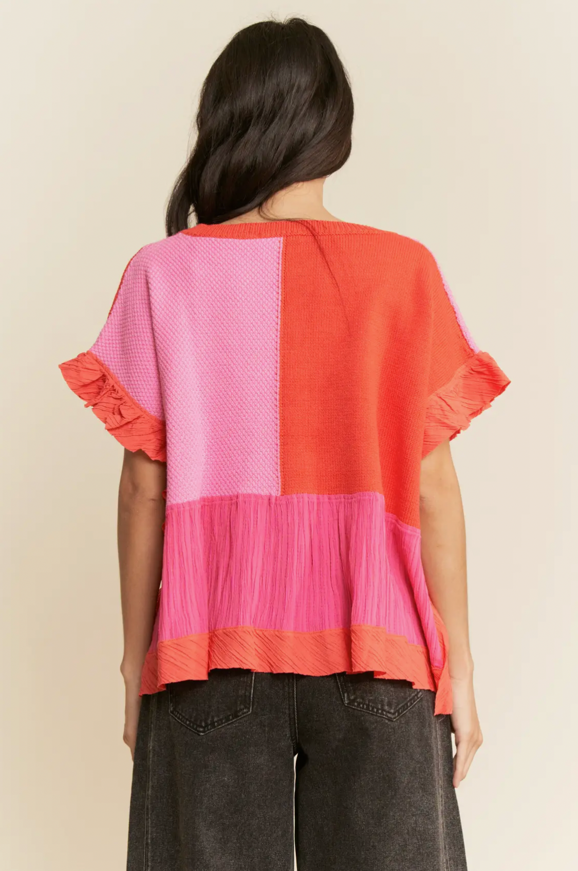 Ruffled Sweater Textured Top