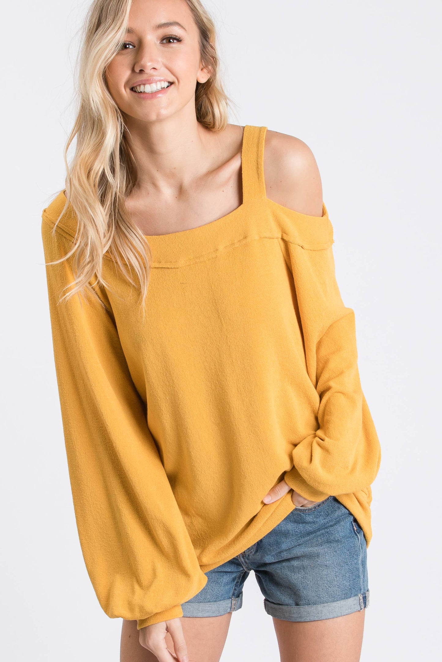 Uneven Hacci asymmetrical knit top-LT8256