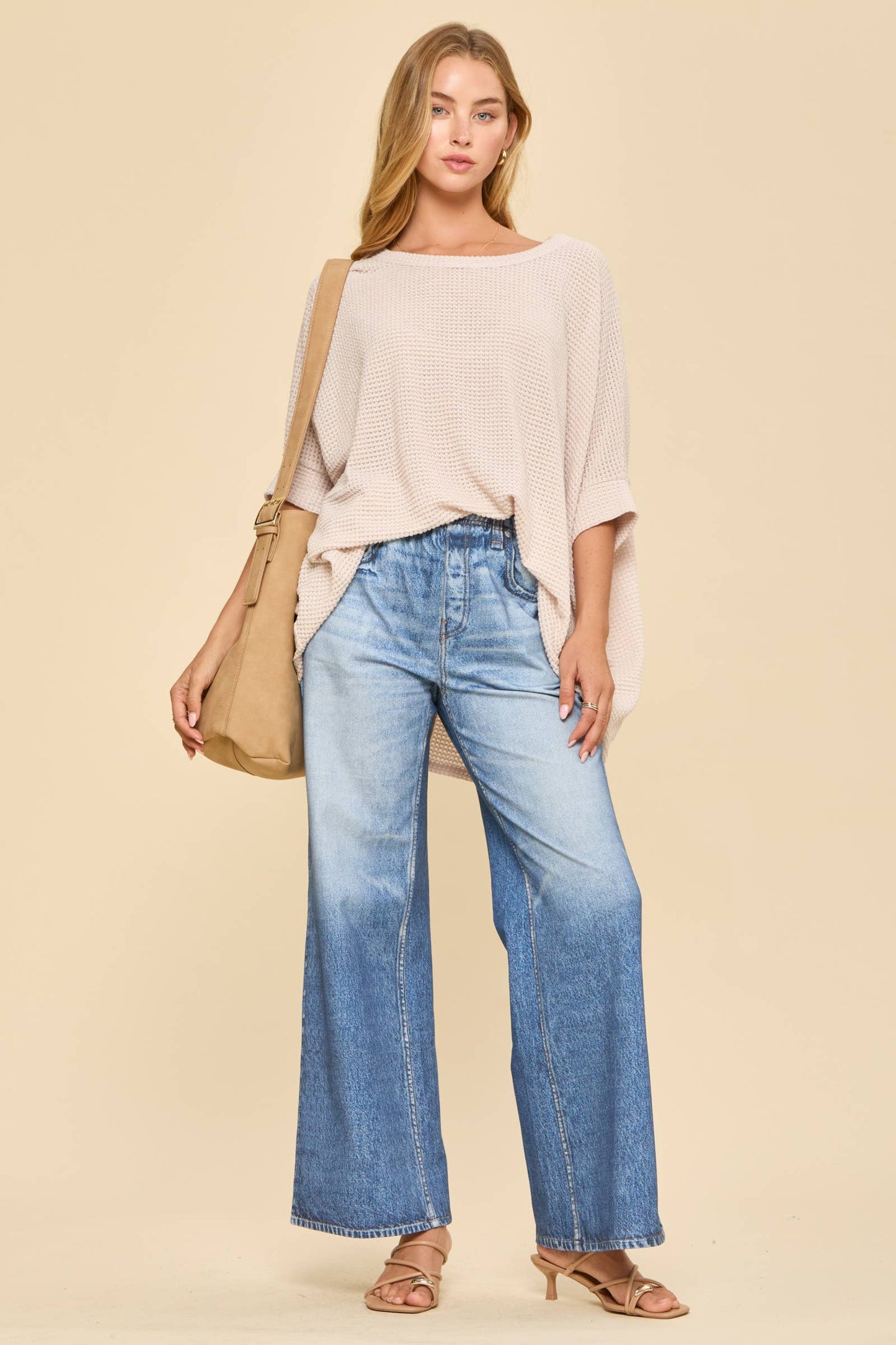 Oversized Crochet Knit Poncho Top