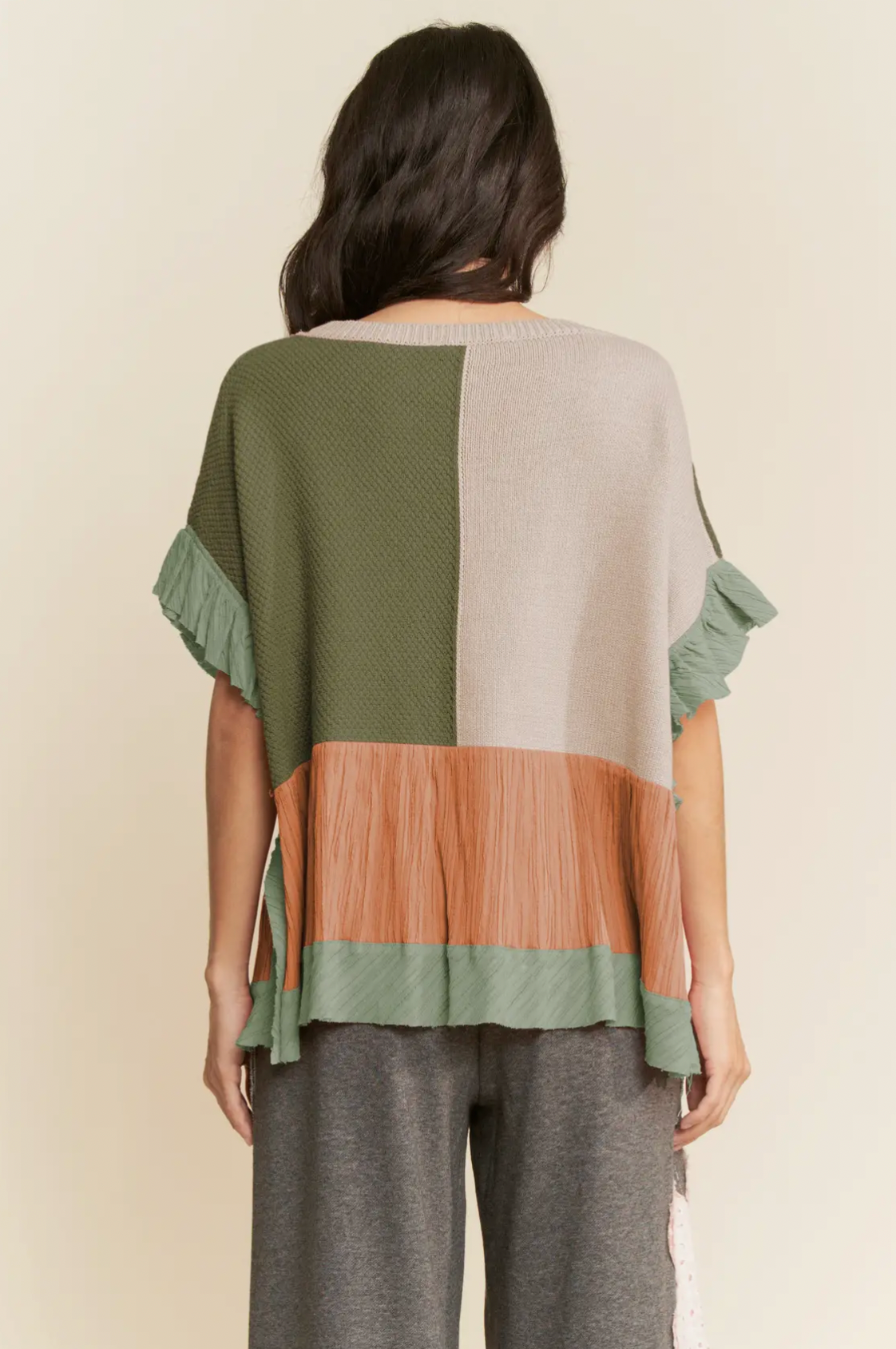 Ruffled Sweater Textured Top