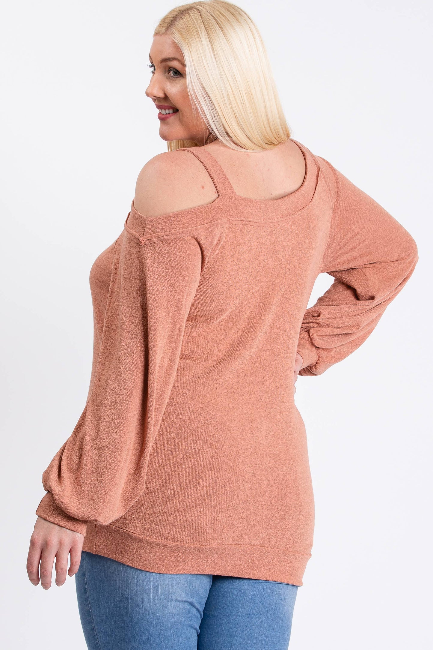 Plus uneven Hacci asymmetrical knit top-PLT8256