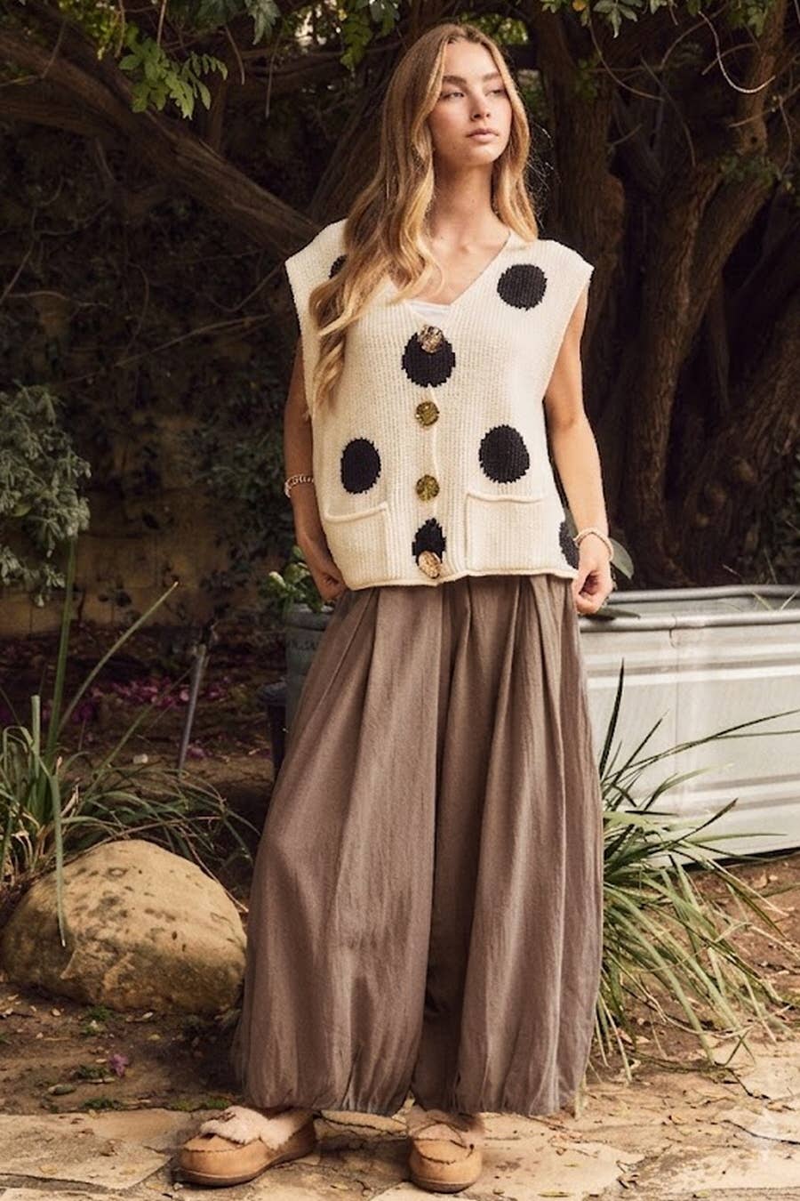 Washed Balloon Cotton Pants