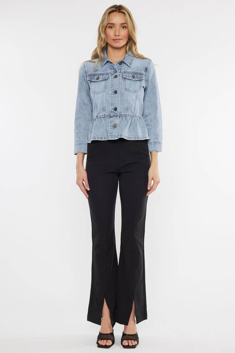 CLASSIC FIT PEPLUM DENIM JACKET