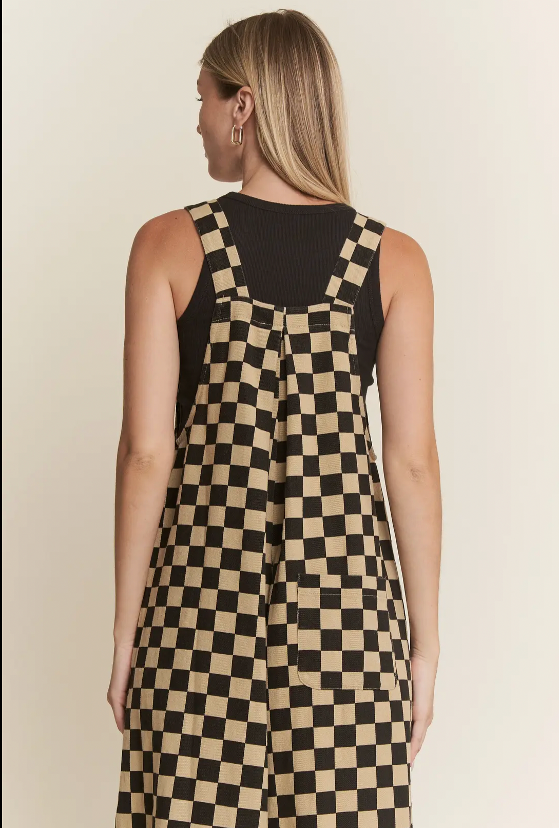 Checkered Wide Leg Overalls