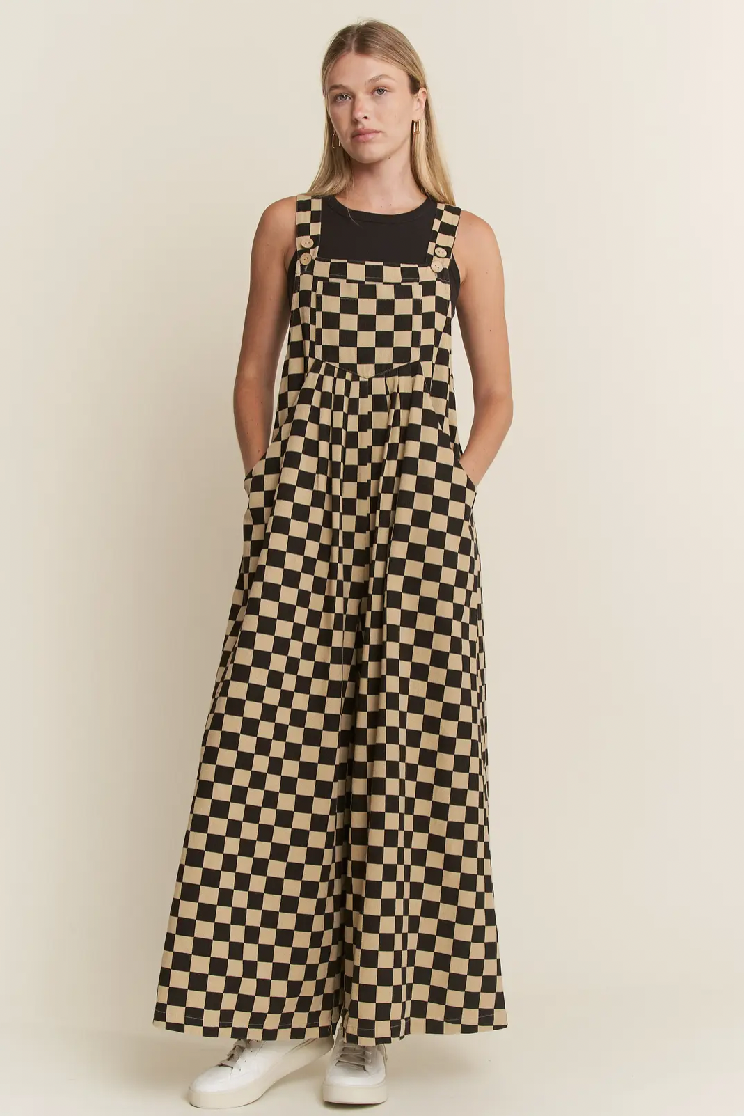 Checkered Wide Leg Overalls