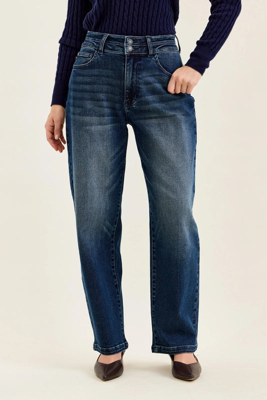 High Waisted Double Waistband Jeans Curvy