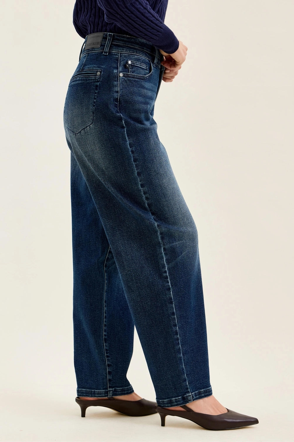High Waisted Double Waistband Jeans