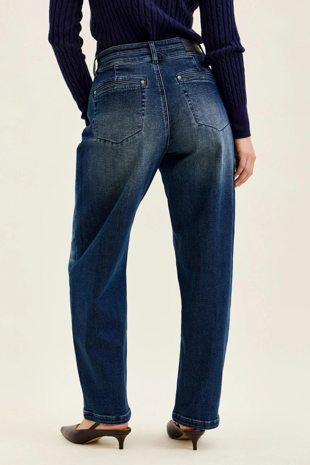 High Waisted Double Waistband Jeans