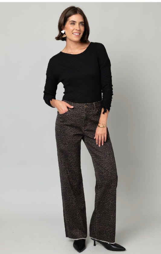 Cheetah Print Wide Leg Jean