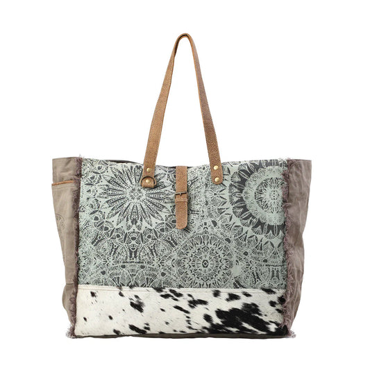 Green Floral Print Weekender Bag- 1192