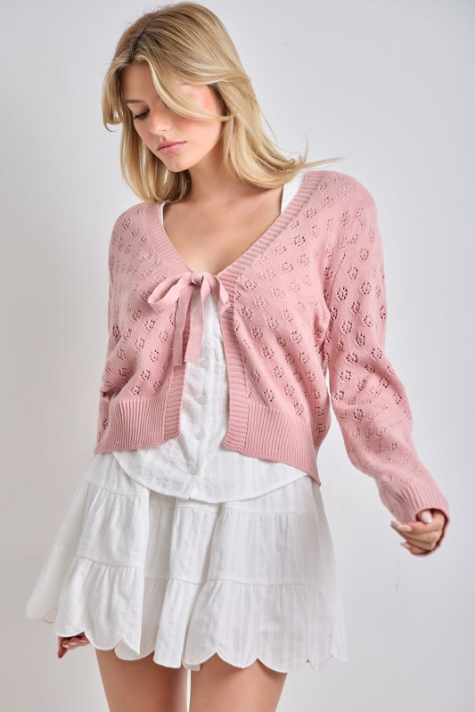 Knit Front Tie Cardigan