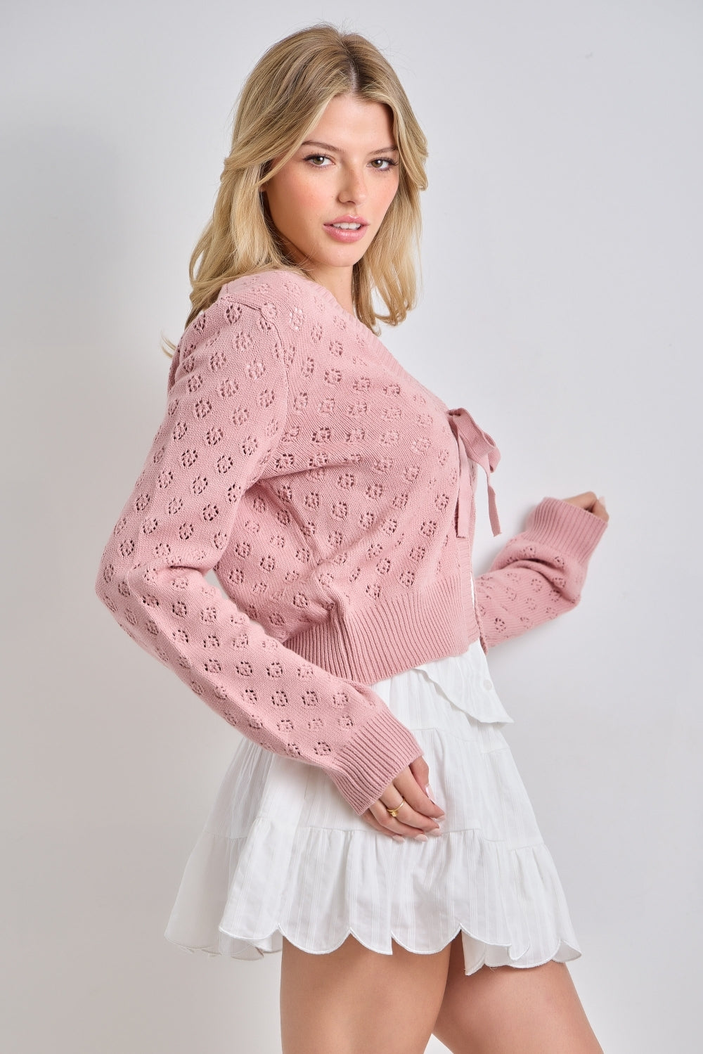 Knit Front Tie Cardigan
