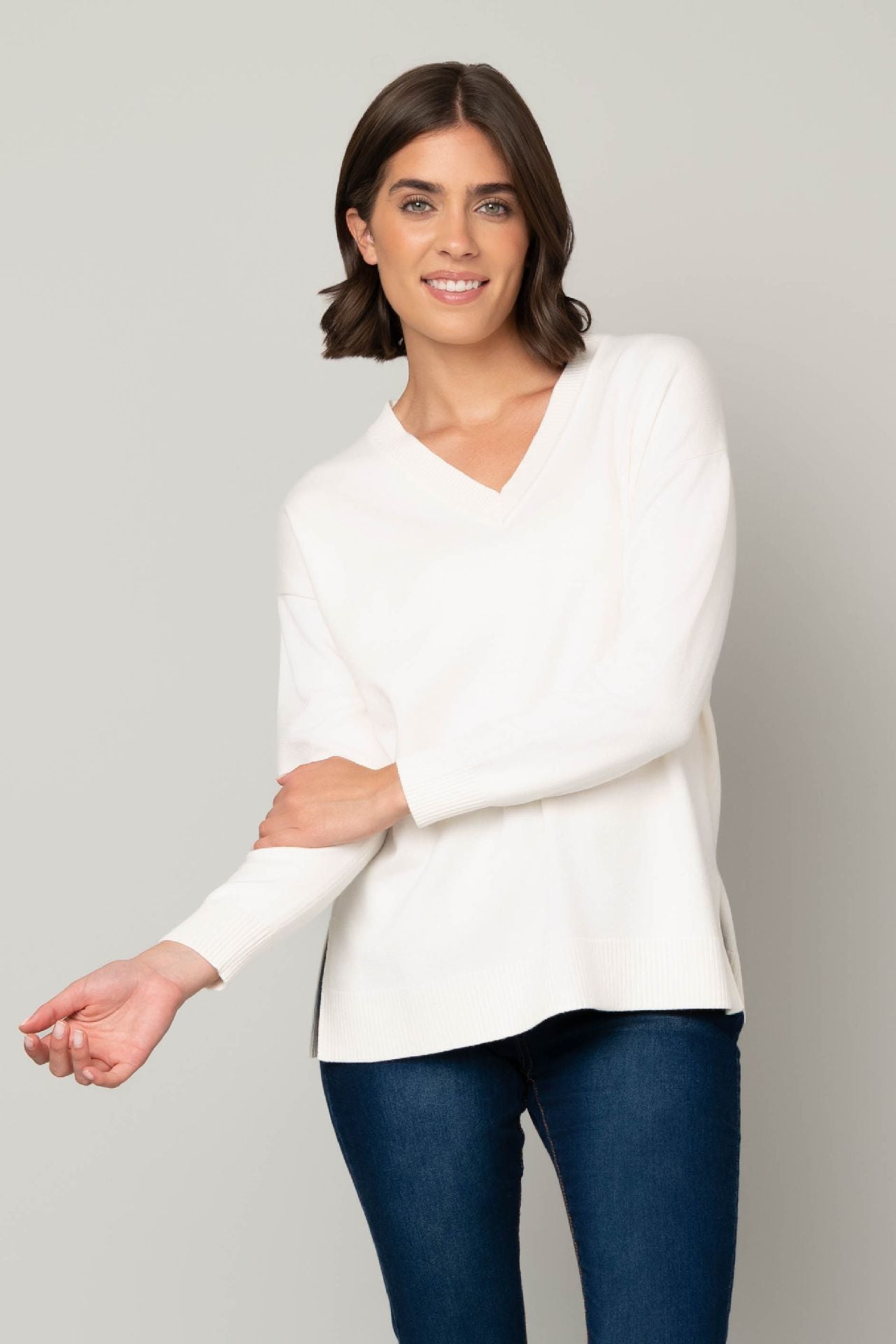 Jersey Stitch V-Neck Sweater