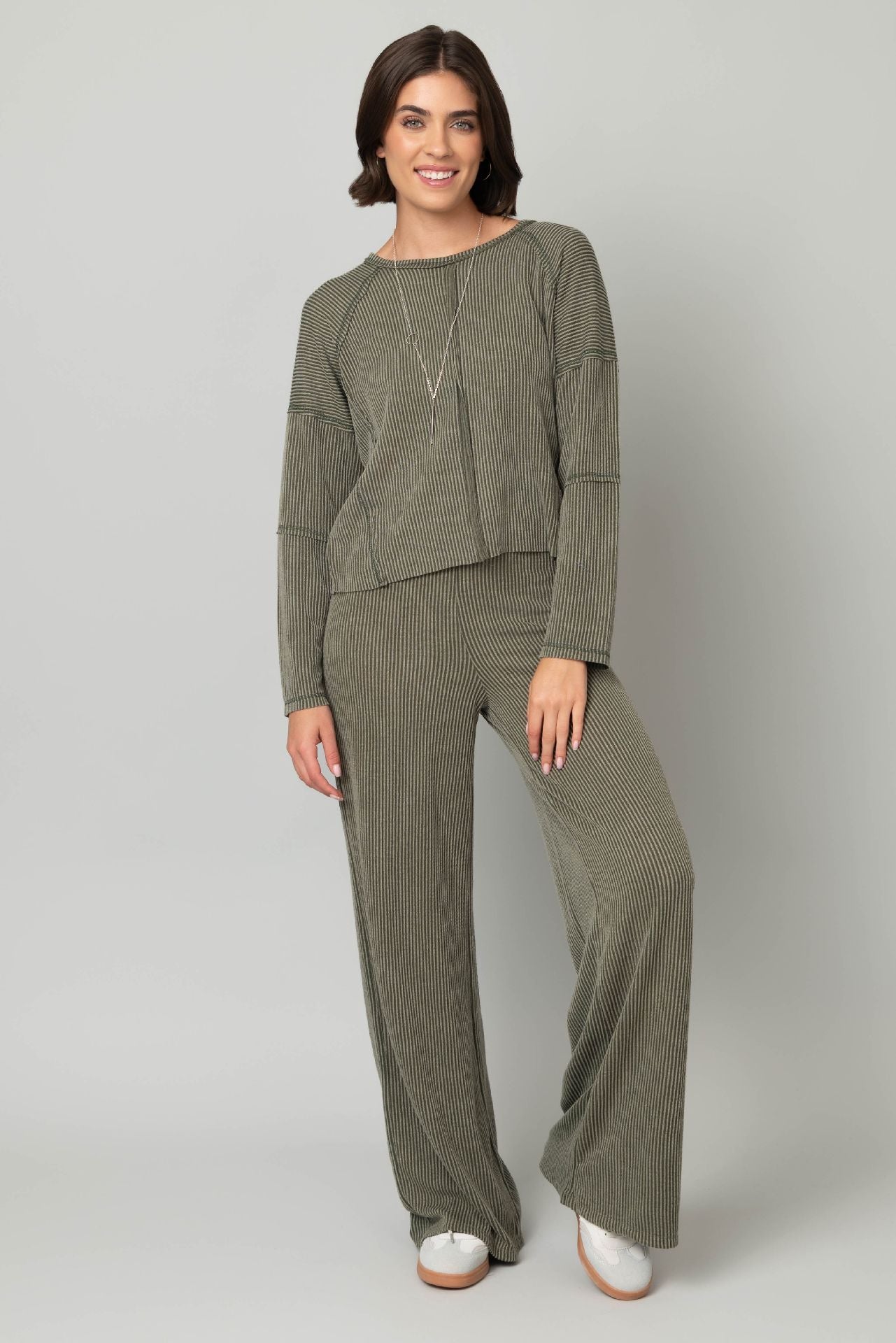 Cable Box Cut Top w/ Pull on Pant Set