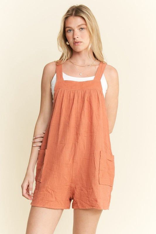 Square Neck Wide Leg Romper Curvy