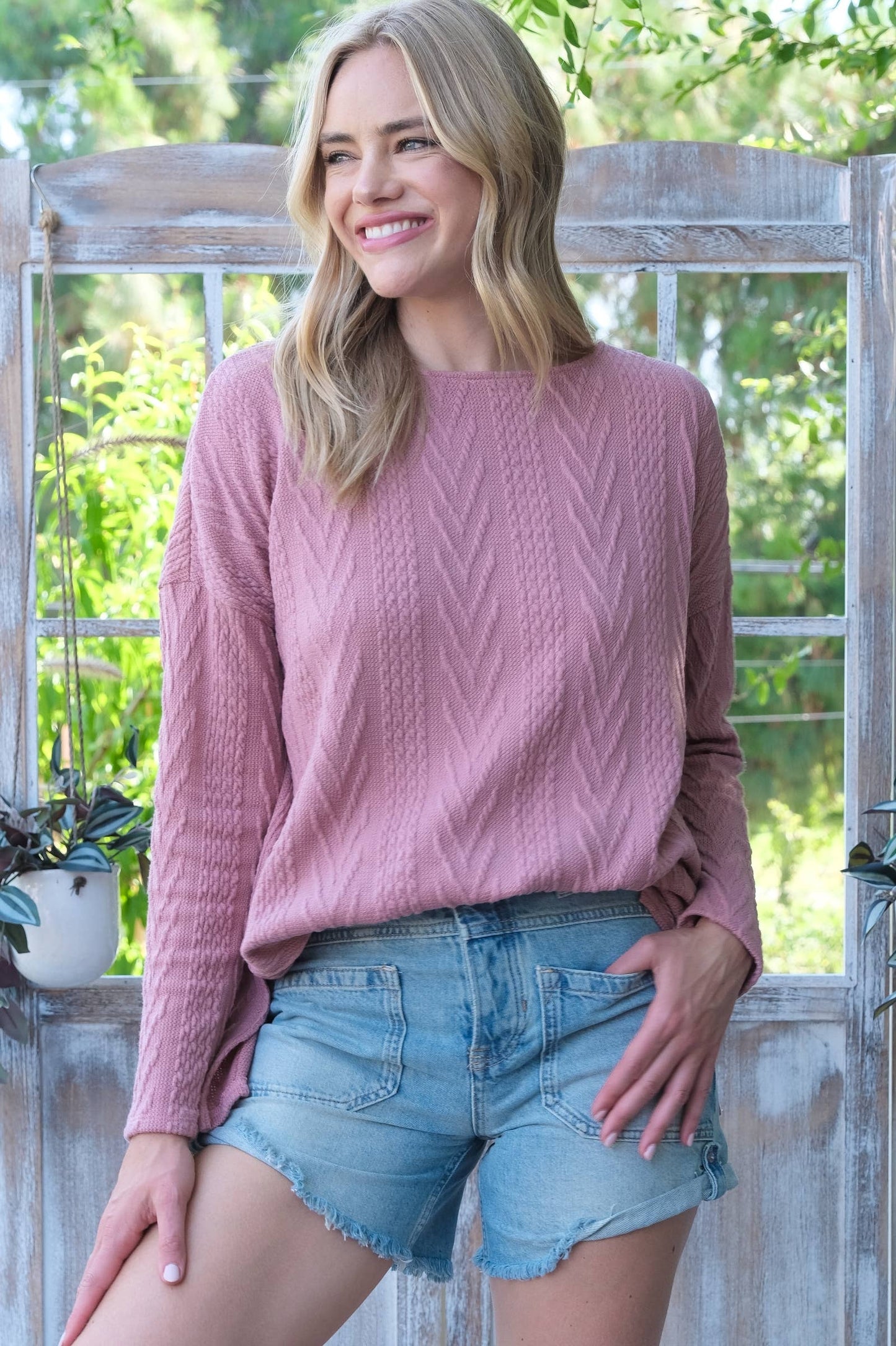 Oversized fit cable knit top-LT4996