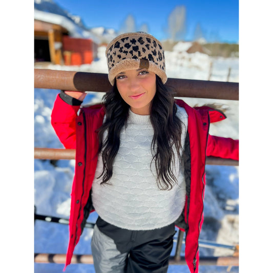 Leopard Print CC Fashion Headband with Fuzzy Lining