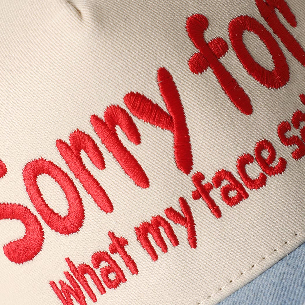SORRY FOR WHAT MY FACE SAID Embroidery Two-Tone Trucker Hat