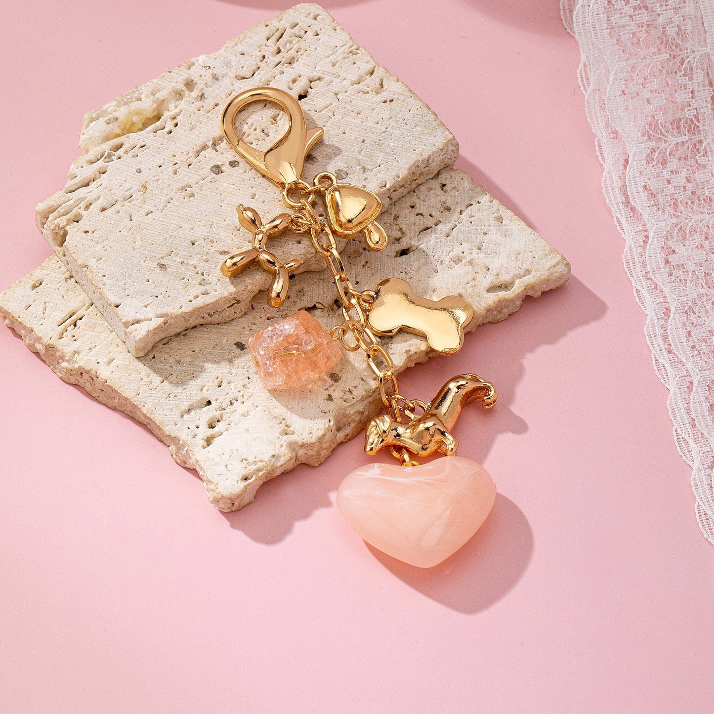 Heart and Dog Inspired Bag Charm
