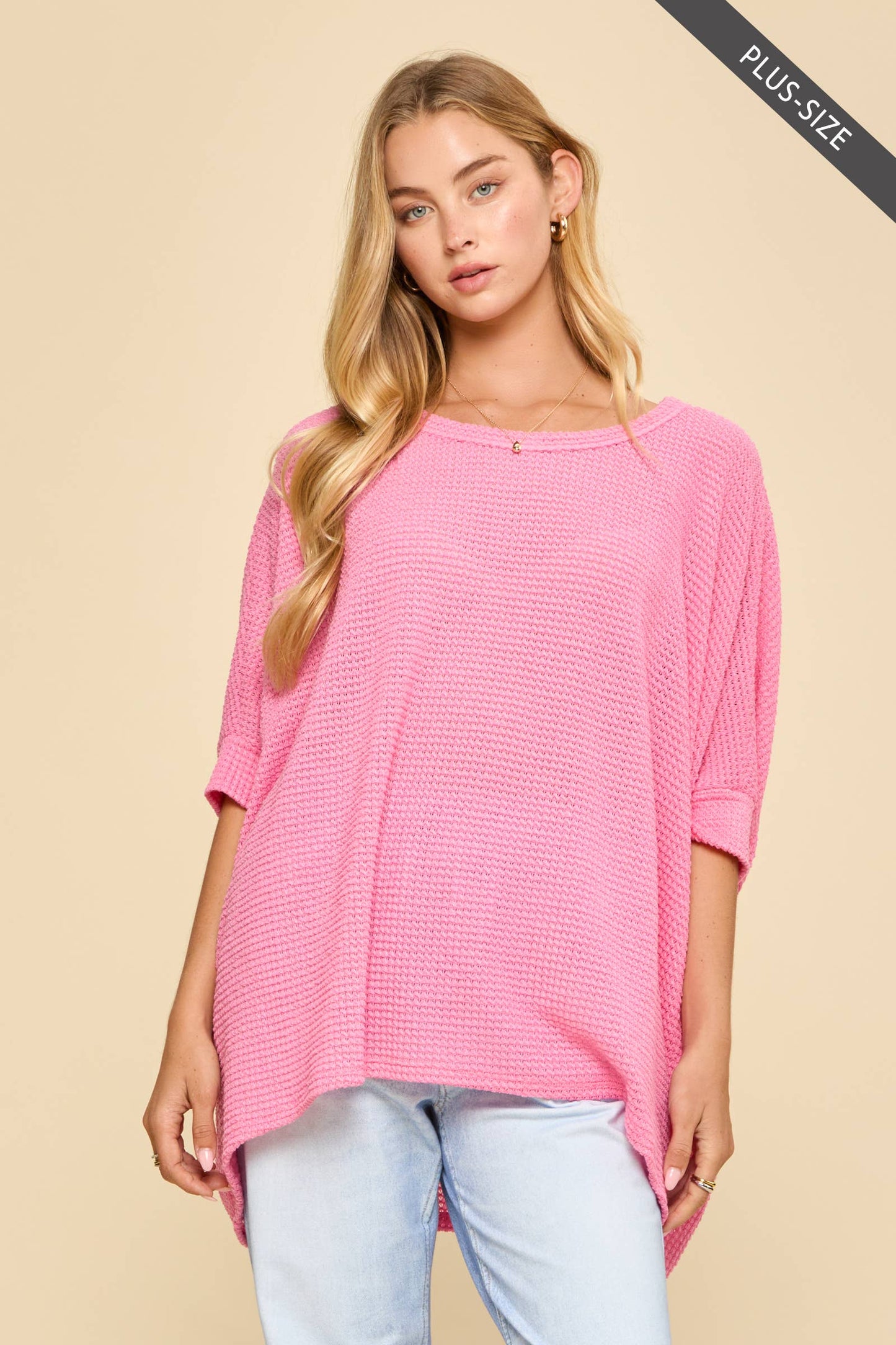 Curvy Oversized Crochet Knit Poncho Top