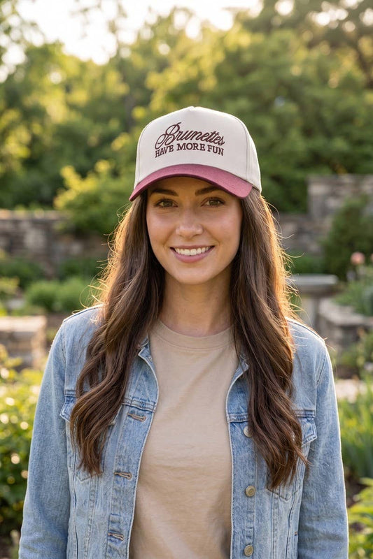 ‘Brunettes Have More Fun’ Two Tone Canvas Cotton Cap