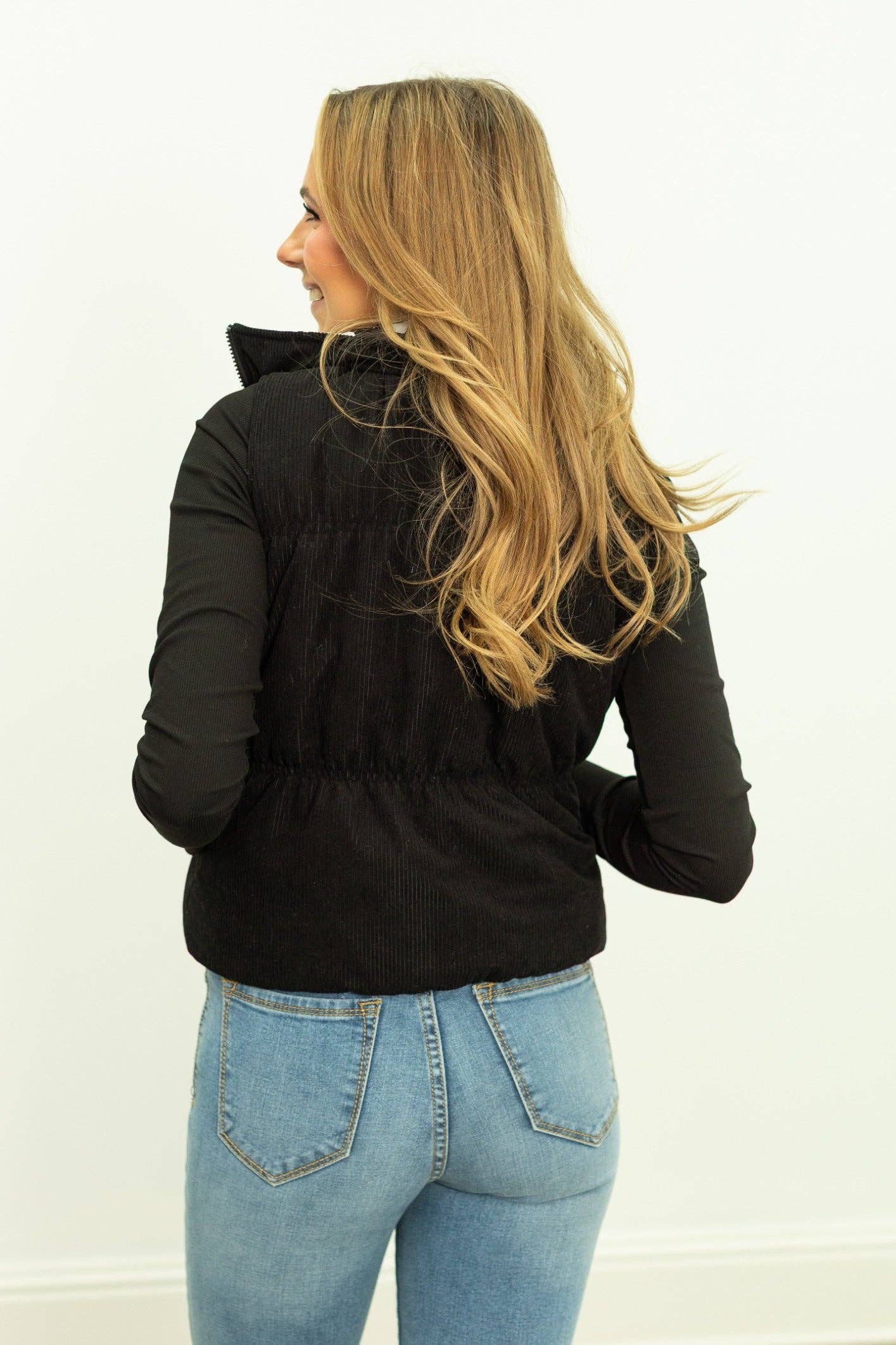 The Gillian Reversible Black and Floral Puffer Vest