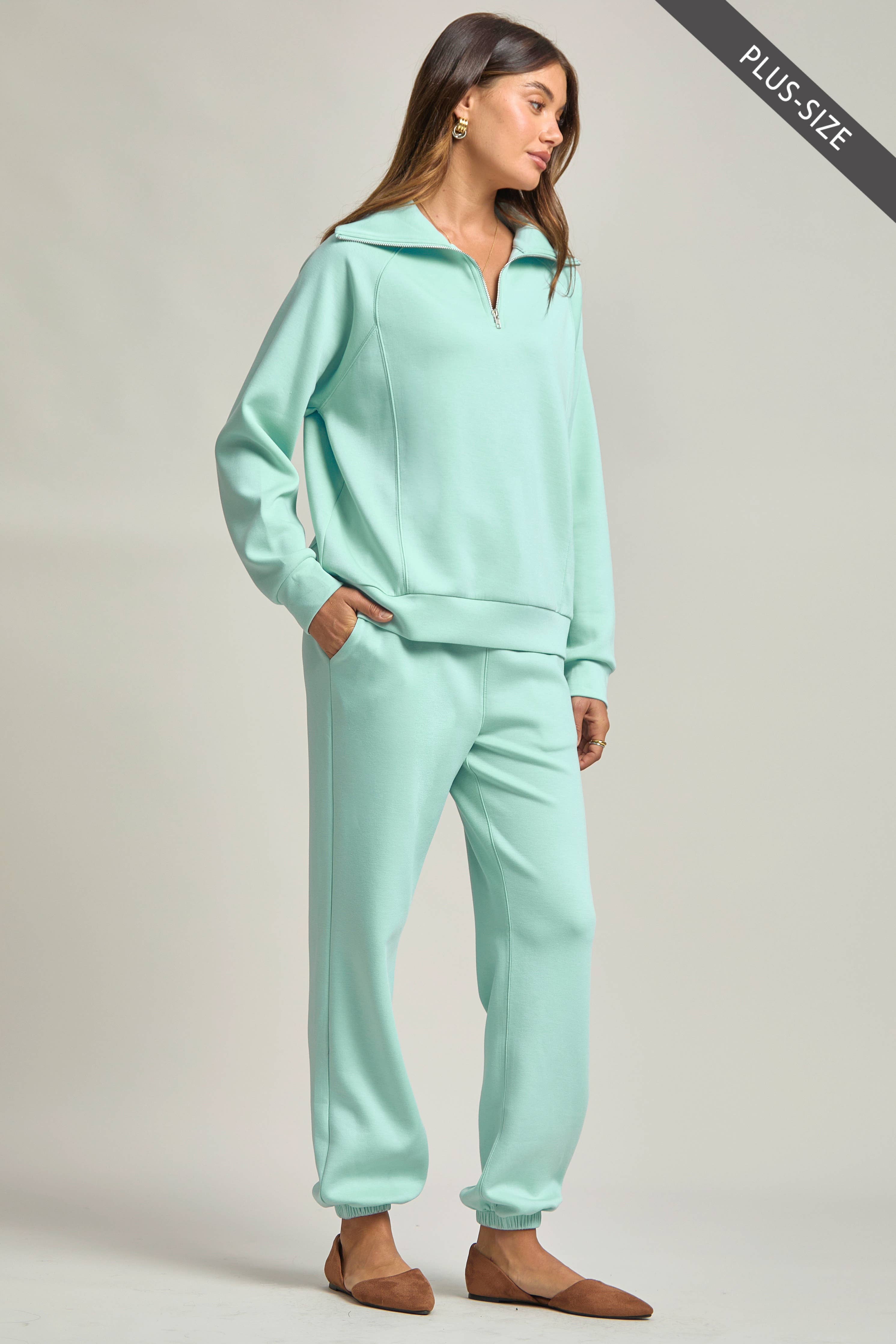 PLUS SIZE Quarter Zip Pullover + Jogger Modal Travel Set