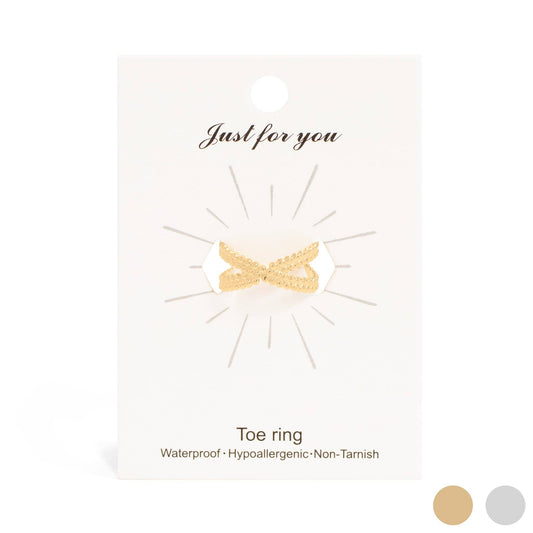 18K Gold PVD Stainless Steel Cross Over Toe Ring