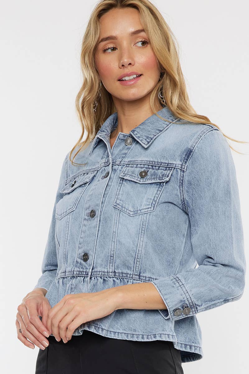 CLASSIC FIT PEPLUM DENIM JACKET