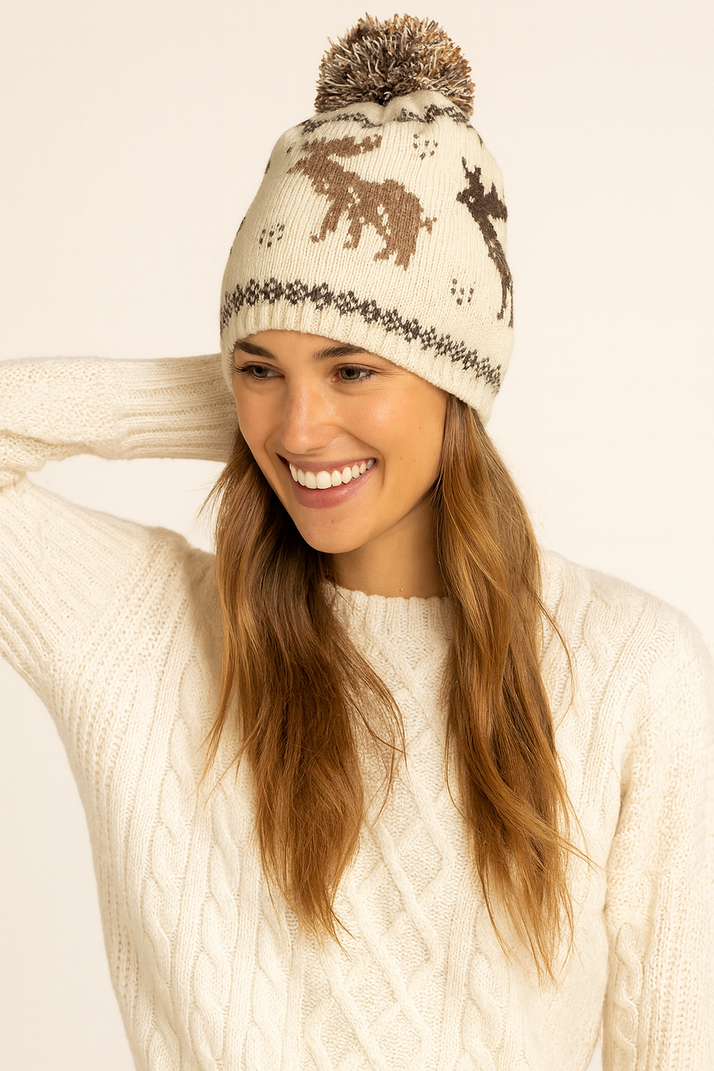 Reindeer Pom Pom Beanie