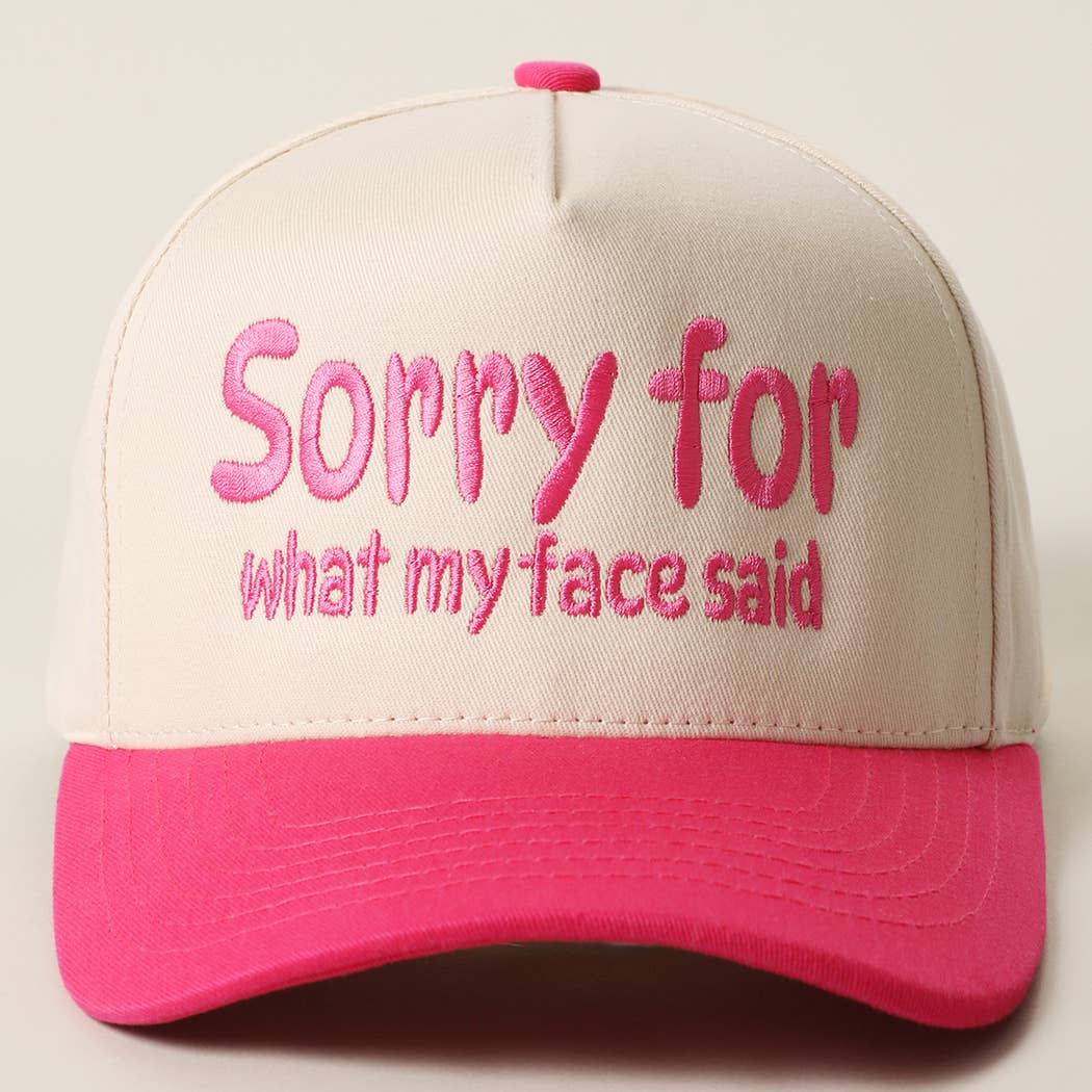 SORRY FOR WHAT MY FACE SAID Embroidery Two-Tone Trucker Hat