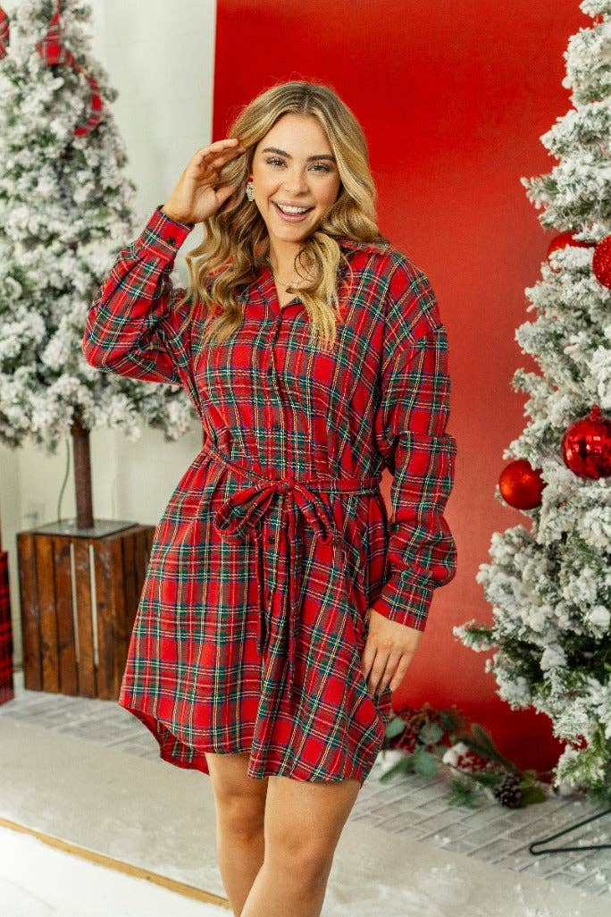 Flannel Dress, Red