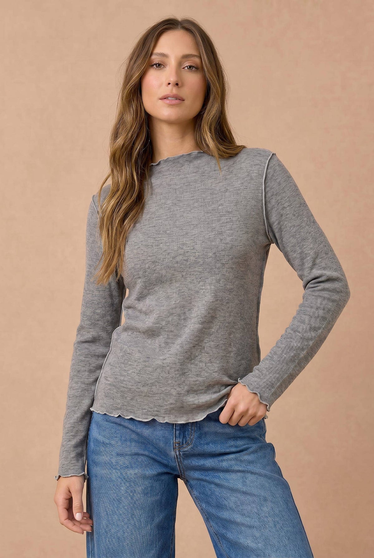 Mock Neck Hacci Knit Top
