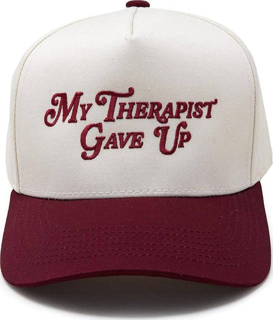 2-Tone Cap - My Therapist Gave Up - Burgundy/Beige