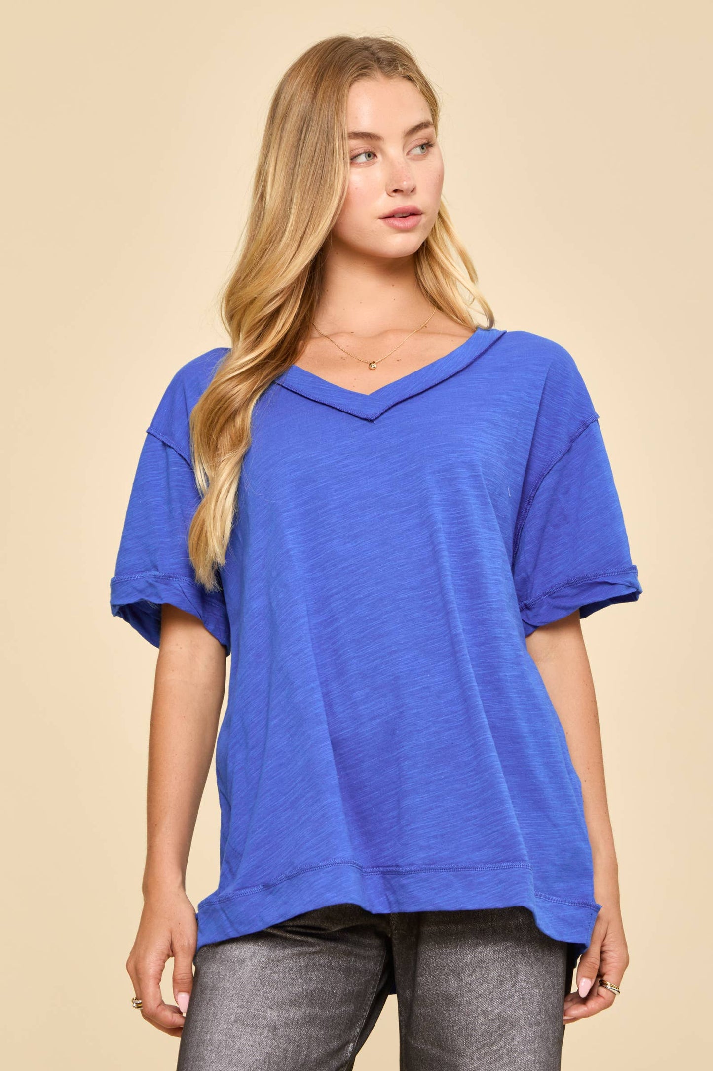 V-Neck Cotton Knit Top