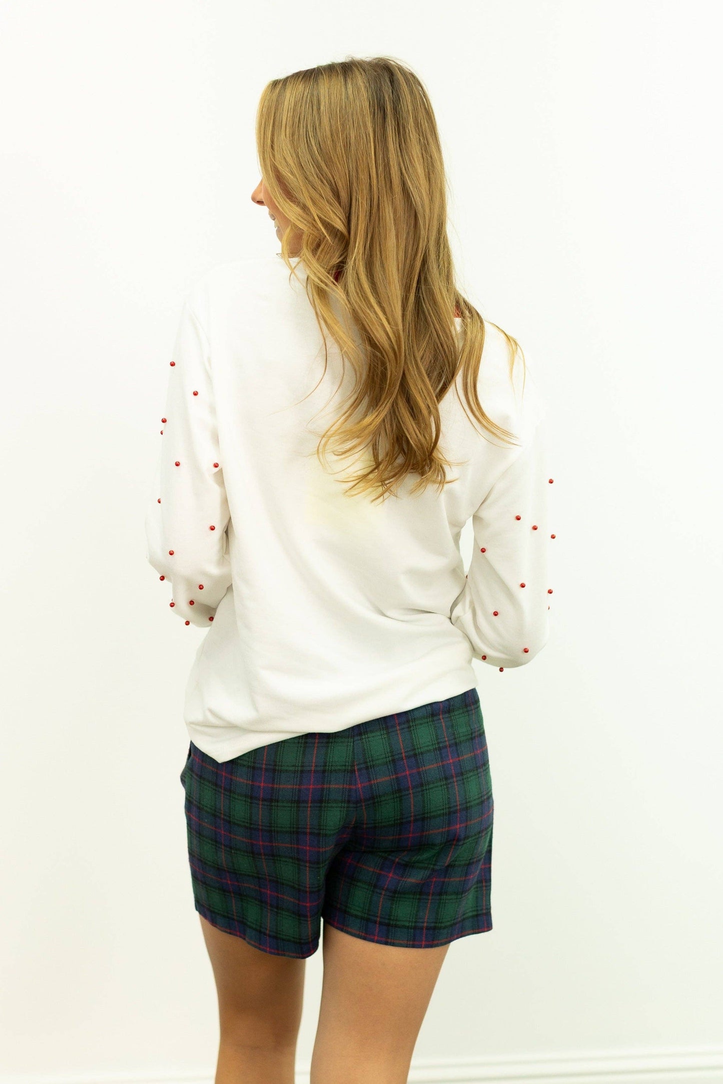 Plaid Tree Patch on Ivory Long-Sleeve Shirt
