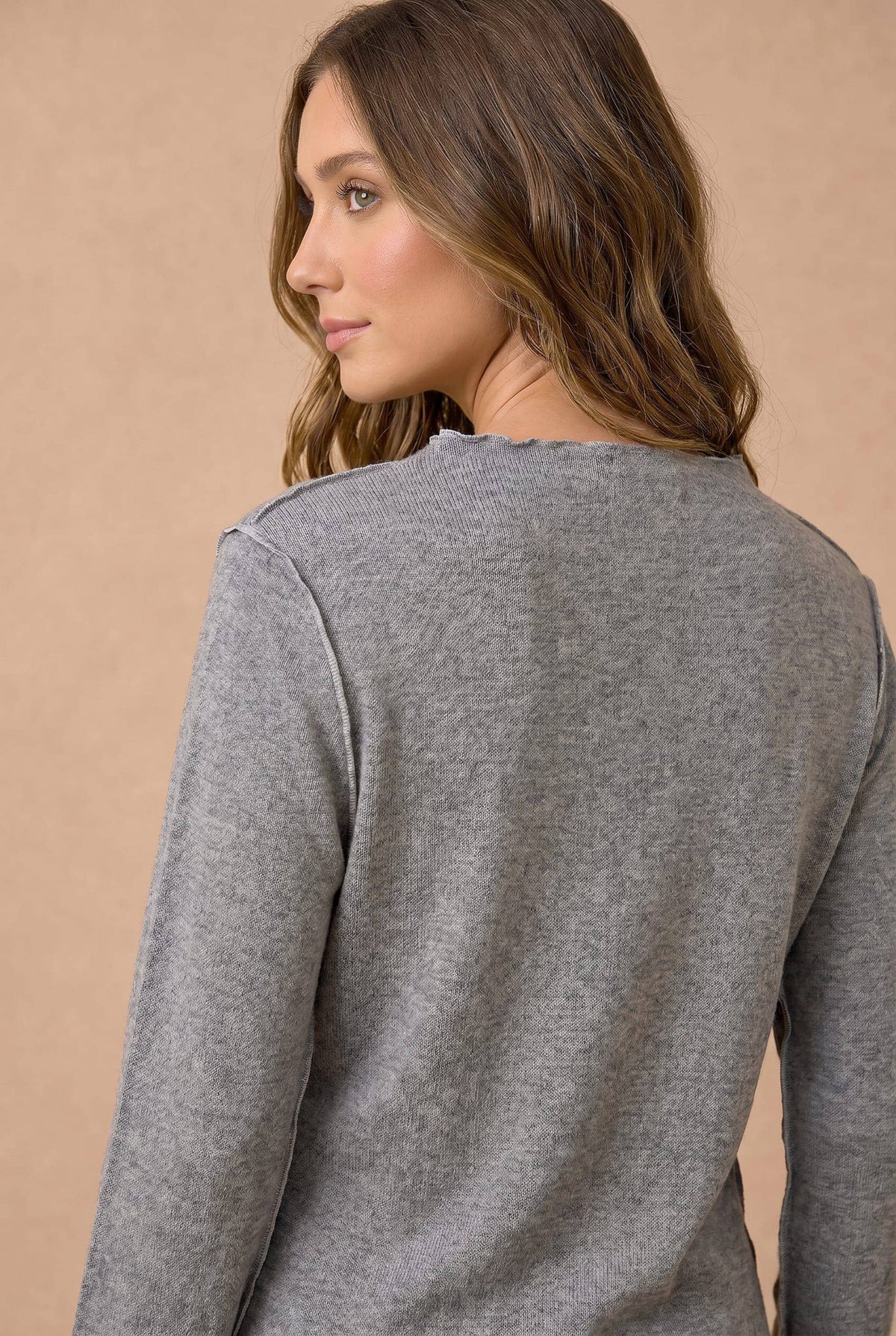 Mock Neck Hacci Knit Top Curvy