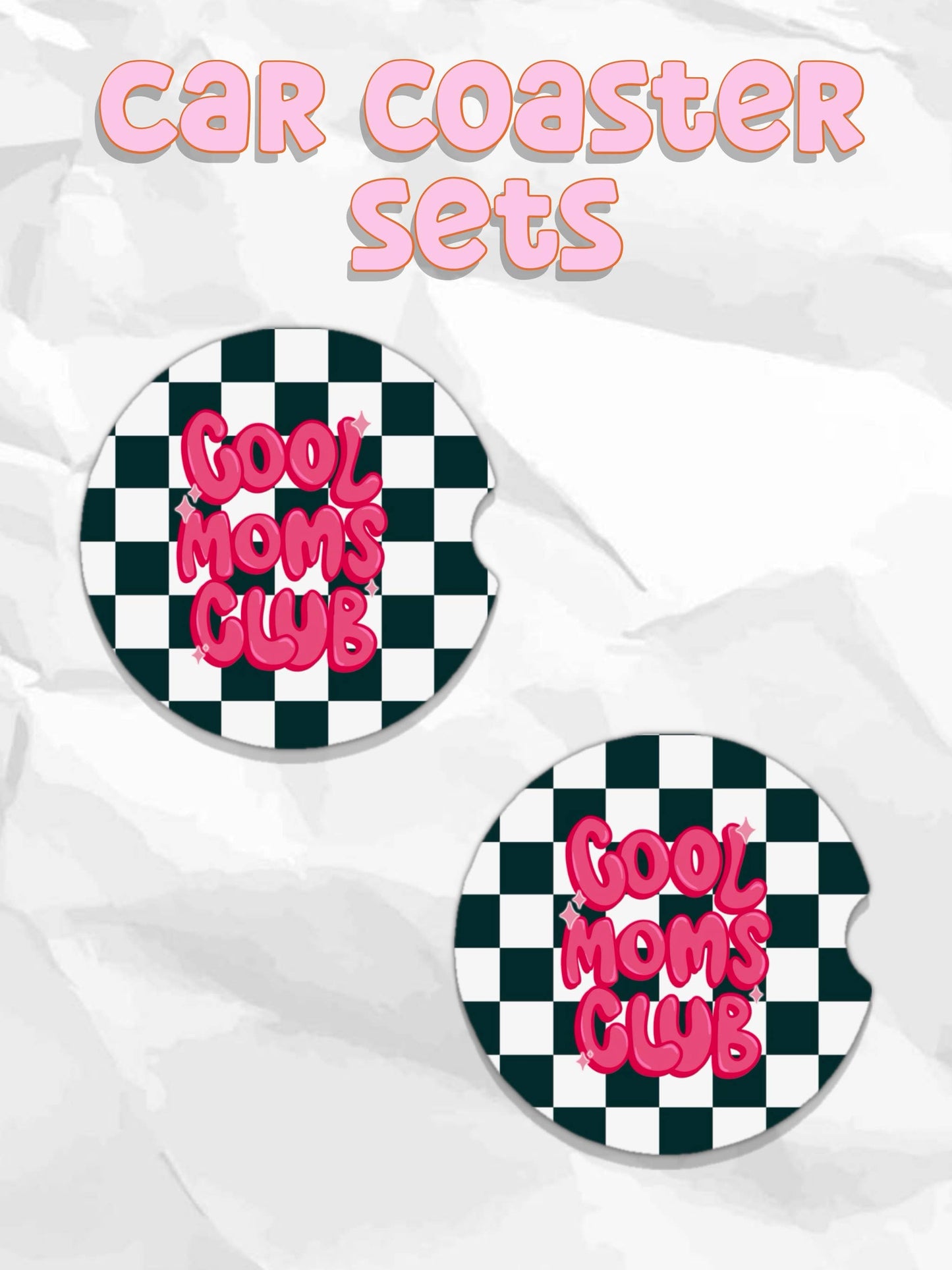 Cool moms club checkered Mother’s Day car coasters