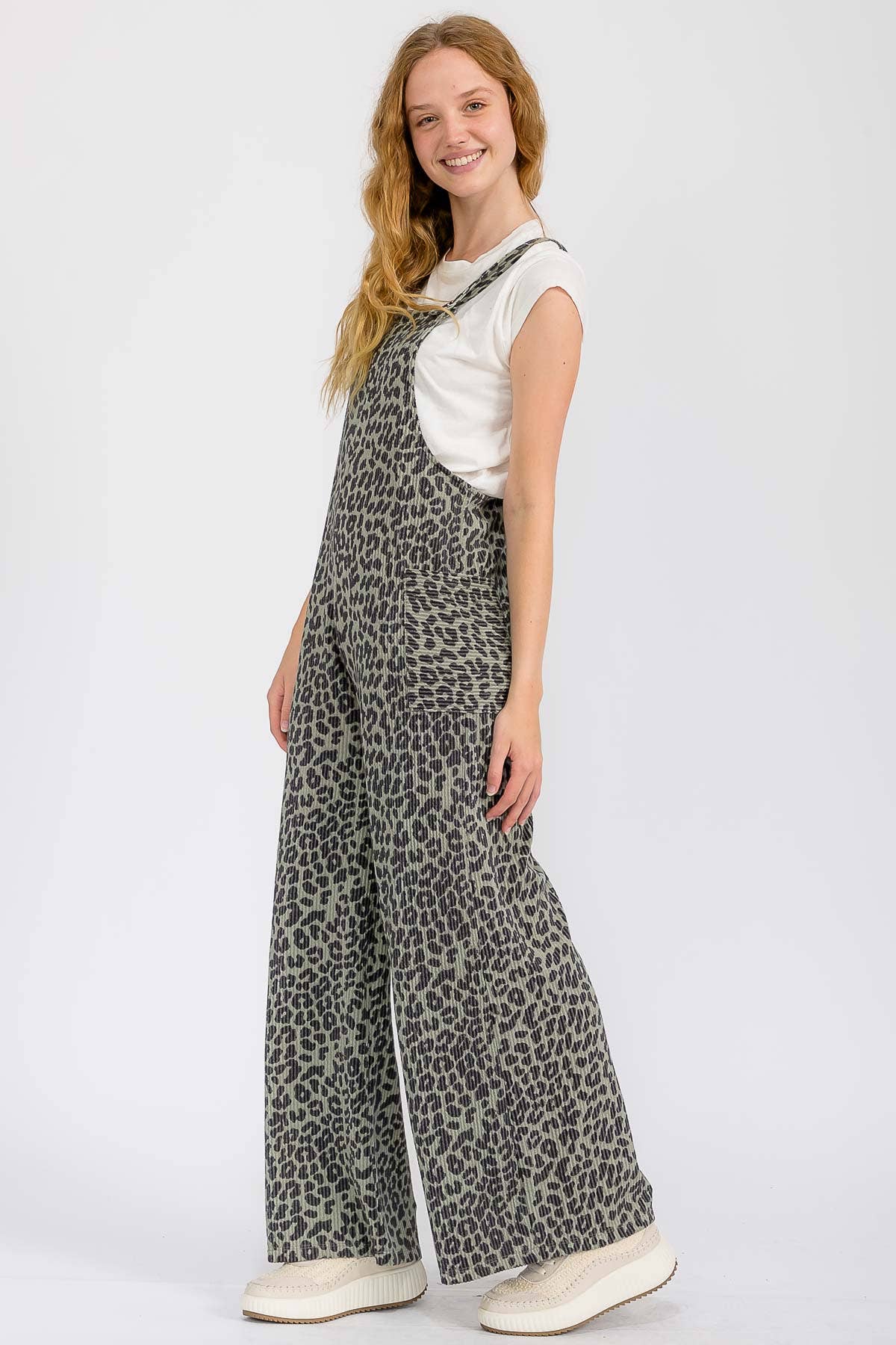 Animal Print Overall Jumpsuit J5891