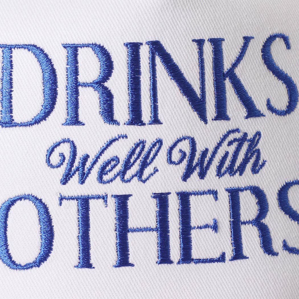 ‘Drinks Well With Others’ Embroidered Seersucker Hat
