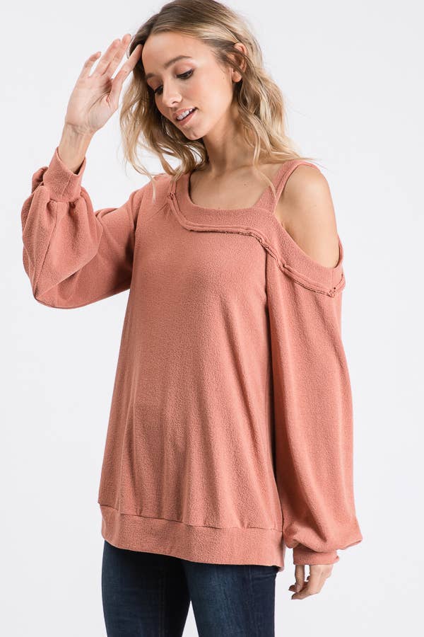 Uneven Hacci asymmetrical knit top-LT8256