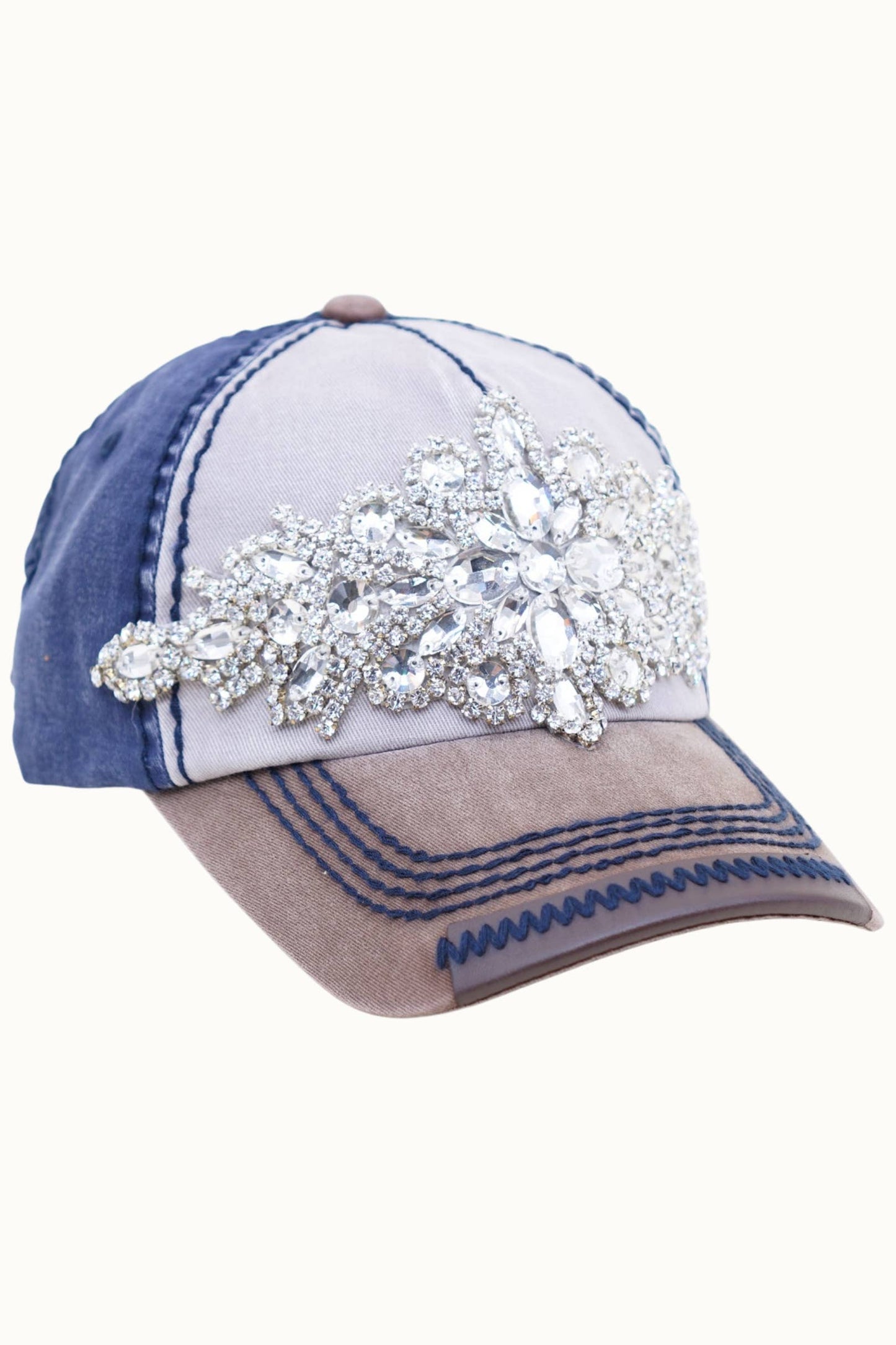 Abstract Bejeweled Bling Glitz Two-Toned Cap, Adjustable