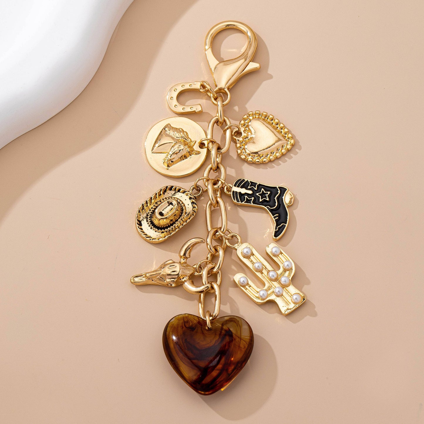 Western Heart Cross Bag Charm