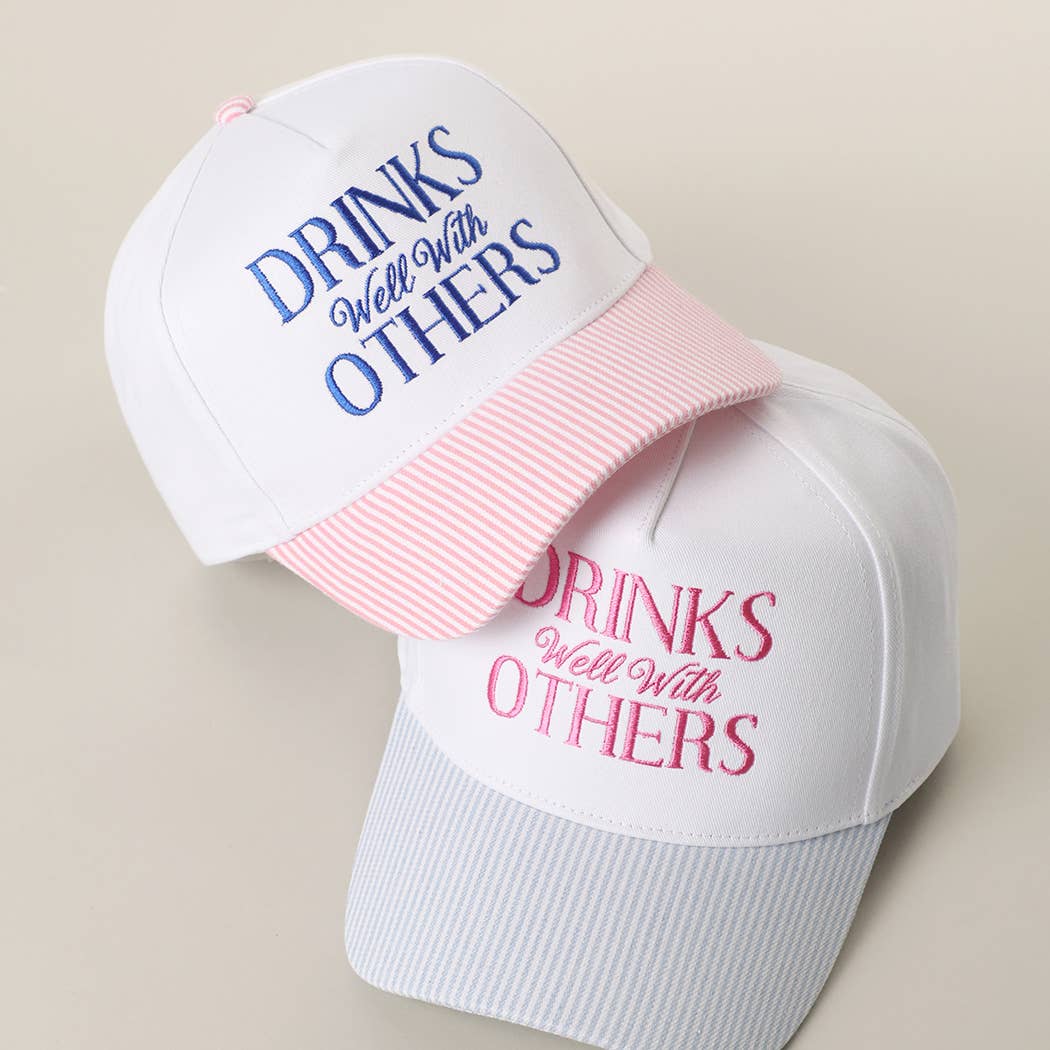 ‘Drinks Well With Others’ Embroidered Seersucker Hat