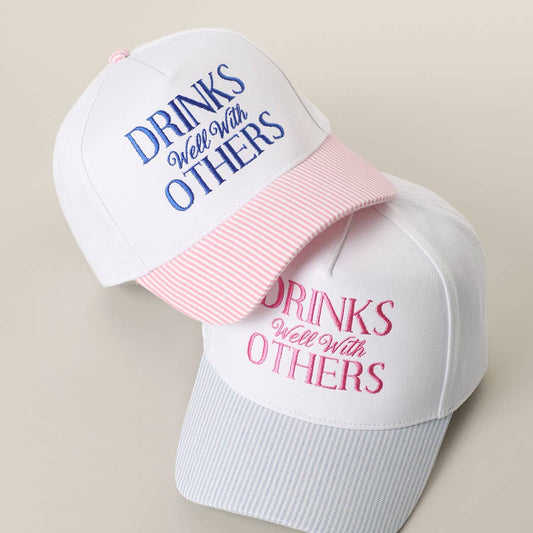 ‘Drinks Well With Others’ Embroidered Seersucker Hat