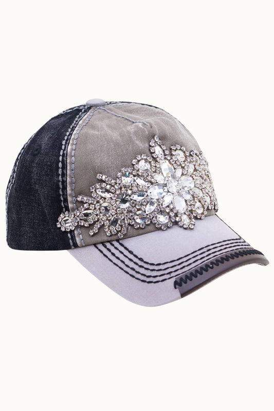 Abstract Bejeweled Bling Glitz Two-Toned Cap, Adjustable